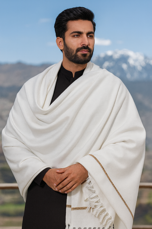 Gul Ahmad White Shawl